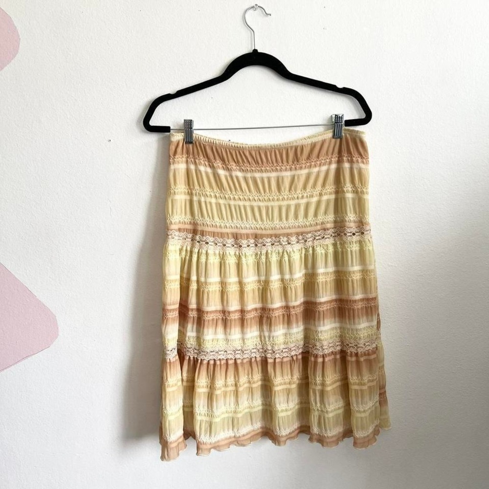 Vintage Y2K Tiered Maxi Skirt Cottagecore Boho‎ Prairie Hippie Large